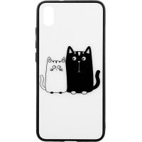 Чохол-накладка TOTO Cartoon Print Glass Case Xiaomi Redmi 7A Cats White/Black