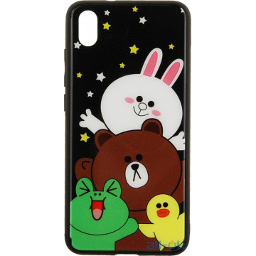 Чохол-накладка TOTO Cartoon Print Glass Case Xiaomi Redmi 7A Line friends all about