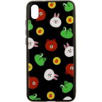 Чохол-накладка TOTO Cartoon Print Glass Case Xiaomi Redmi 7A Line friends Black