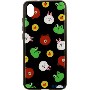 Чохол-накладка TOTO Cartoon Print Glass Case Xiaomi Redmi 7A Line friends Black