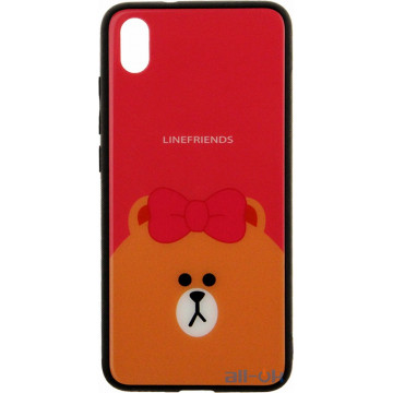 Чохол-накладка TOTO Cartoon Print Glass Case Xiaomi Redmi 7A Line friends Brown