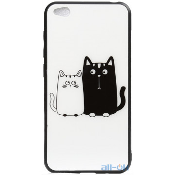 Чохол-накладка TOTO Cartoon Print Glass Case Xiaomi Redmi Go Cats White/Black