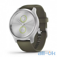 GARMIN Vivomove Style Silver Aluminum Case with Moss Silicone Band