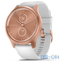 GARMIN Vivomove Style Light Gold Aluminum Case with Blush Pink Woven Nylon Band