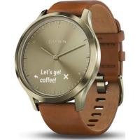 GARMIN Vivomove HR Premium Gold with Light Brown Leather Band 