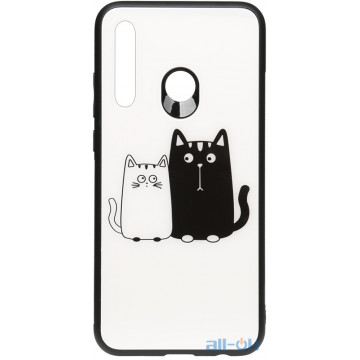 Чохол-накладка TOTO Cartoon Print Glass Case Huawei P Smart Z Cats White/Black