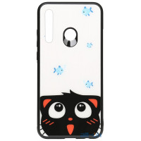 Чохол-накладка TOTO Cartoon Print Glass Case Huawei P Smart Plus 2019 Cat and fish