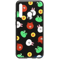 Чохол-накладка TOTO Cartoon Print Glass Case Huawei P Smart Plus 2019 Line friends Black