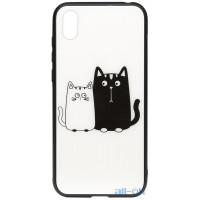 Чохол-накладка TOTO Cartoon Print Glass Case Huawei Y5 2019 Cats White/Black