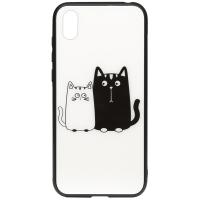 Чохол-накладка TOTO Cartoon Print Glass Case Huawei Y5 2019 Cats White/Black