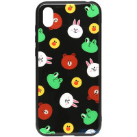 Чохол-накладка TOTO Cartoon Print Glass Case Huawei Y5 2019 Line friends Black