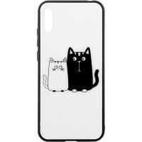 Чохол-накладка TOTO Cartoon Print Glass Case Huawei Y6 2019 Cats White/Black