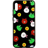 Чохол-накладка TOTO Cartoon Print Glass Case Huawei Y6 2019 Line friends Black