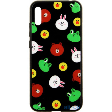Чохол-накладка TOTO Cartoon Print Glass Case Huawei Y6 2019 Line friends Black