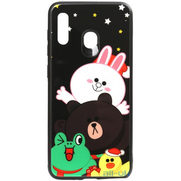 Чохол-накладка TOTO Cartoon Print Glass Case Huawei Y7 2019 Line friends all about