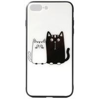 Чохол-накладка TOTO Cartoon Print Glass Case Apple iPhone 7 Plus/8 Plus Cats White/Black
