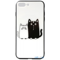 Чохол-накладка TOTO Cartoon Print Glass Case Apple iPhone 7 Plus/8 Plus Cat and fish