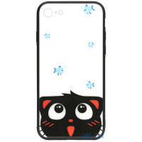 Чохол-накладка TOTO Cartoon Print Glass Case Apple iPhone 7/8 Cat and fish