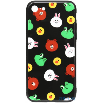 Чохол-накладка TOTO Cartoon Print Glass Case Apple iPhone 7/8 Line friends Black