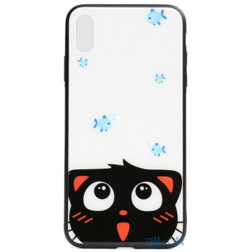 Чохол-накладка TOTO Cartoon Print Glass Case Apple iPhone X/XS Cat and fish
