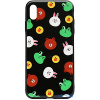 Чохол-накладка TOTO Cartoon Print Glass Case Apple iPhone X/XS Line friends Black