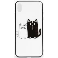 Чохол-накладка TOTO Cartoon Print Glass Case Apple iPhone XS Max Cats White/Black