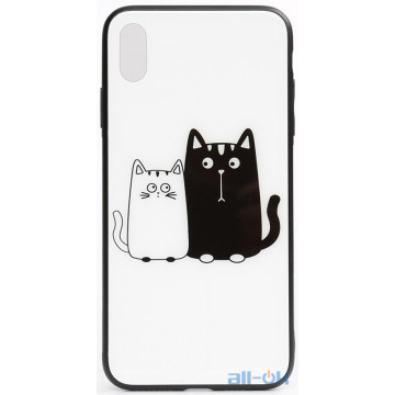 Чохол-накладка TOTO Cartoon Print Glass Case Apple iPhone XS Max Cats White/Black