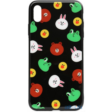 Чохол-накладка TOTO Cartoon Print Glass Case Apple iPhone XS Max Line friends Black