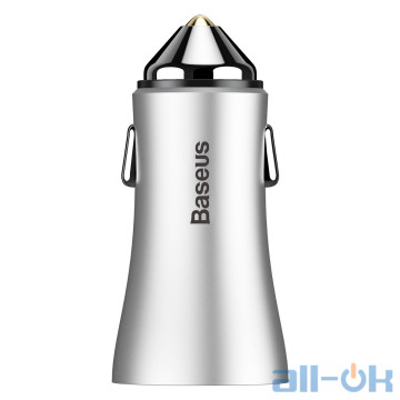 Автомобільний зарядний пристрій Baseus USB Car Charger Golden 2xUSB 12W 2.4A Silver (CCALL-DZ0S)