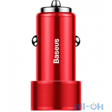 Автомобільний зарядний пристрій Baseus Small Screw Dual-USB Quick Charge Car Charger 36W Red (CAXLD-B09) UA UCRF