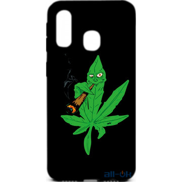 Чохол-накладка TOTO Cartoon Soft Silicone TPU Case Samsung Galaxy A40 Cannabis Black