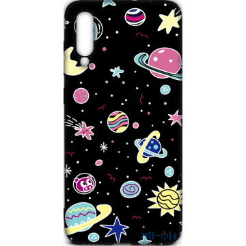 Чохол-накладка TOTO Cartoon Soft Silicone TPU Case Samsung Galaxy A70 Space Planets Black