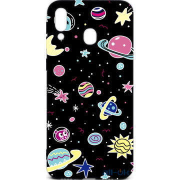 Чохол-накладка TOTO Cartoon Soft Silicone TPU Case Samsung Galaxy M20 Space Planets Black