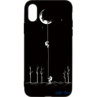 Чохол-накладка TOTO Cartoon Soft Silicone TPU Case Apple iPhone X/XS Moon Black