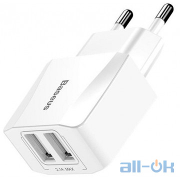 Мережевий зарядний пристрій Baseus USB Wall Charger 2xUSB 2.1A Mini Dual-U White (CCALL-MN02)