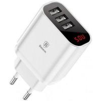 Мережевий зарядний пристрій Baseus USB Wall Charger 3xUSB 3.4A Mirror Lake Intelligent Digital Display White (CCALL-BH02) UA UCRF