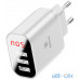 Мережевий зарядний пристрій Baseus USB Wall Charger 3xUSB 3.4A Mirror Lake Intelligent Digital Display White (CCALL-BH02) UA UCRF — інтернет магазин All-Ok. фото 3