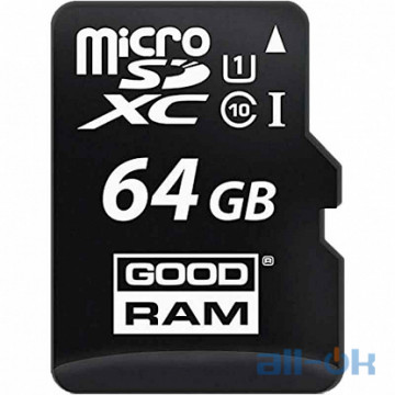 Карта пам'яті Goodram microSDHC class 10 UHS-1 SD adapter OTG Card reader 64Gb		