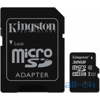 Карта пам'яті Kingston microSDHC/microSDXC class 10 UHS-I SD adapter 32Gb