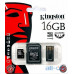 Карта пам'яті Kingston microSDHC/microSDXC Class 10 UHS-I SD adapter/USB reader 16Gb — інтернет магазин All-Ok. фото 3