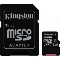 Карта пам'яті  Kingston 64 GB microSDXC Class 10 UHS-I Canvas Select + SD Adapter SDCS/64GB