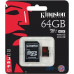 Карта пам'яті  Kingston 64 GB microSDXC class 10 UHS-I U3 + SD Adapter SDCA3/64GB — інтернет магазин All-Ok. фото 3