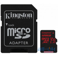 Карта пам'яті Kingston microSDHC/SDXC UHS-I U3 Class 10 Canvas React R100/W80MB/s SD-адаптер 128Gb