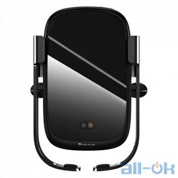 Автомобильный держатель для смартфона беспроводной зарядкой Baseus Rock-solid Electric Holder Wireless Charger Black (WXHW01-01)