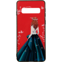 Чохол-накладка TOTO Glass Fashionable Case Samsung Galaxy S10 Green Dress Girl