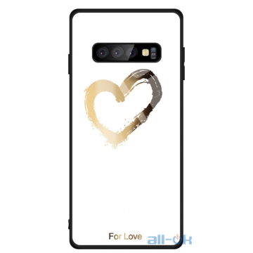 Чохол-накладка TOTO Glass Fashionable Case Samsung Galaxy S10 Heart on White