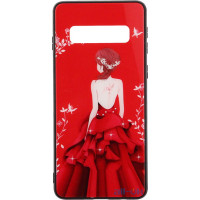 Чохол-накладка TOTO Glass Fashionable Case Samsung Galaxy S10 Red Dress Girl
