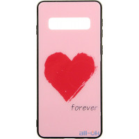 Чохол-накладка TOTO Glass Fashionable Case Samsung Galaxy S10 Red Heart on Pink