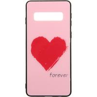 Чохол-накладка TOTO Glass Fashionable Case Samsung Galaxy S10 Red Heart on Pink