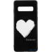 Чохол-накладка TOTO Glass Fashionable Case Samsung Galaxy S10 White Heart on Black — інтернет магазин All-Ok. фото 1